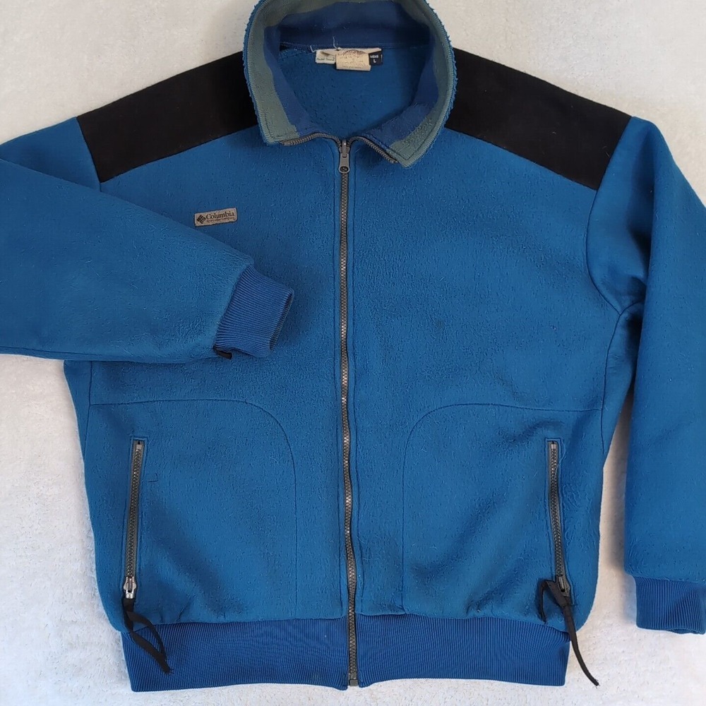 Vintage Columbia Men's Large Fleece Jacket Full‎ Zip Radial Sleeve 90's Ski USA